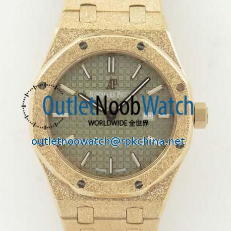 Replica Audemars Piguet Royal Oak Frosted Gold Quartz 33MM 67653 OM Rose Gold Green Dial Swiss 3132