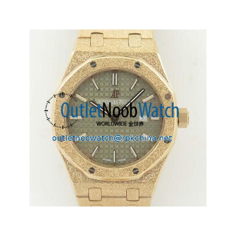 Replica Audemars Piguet Royal Oak Frosted Gold Quartz 33MM 67653 OM Rose Gold Green Dial Swiss 3132