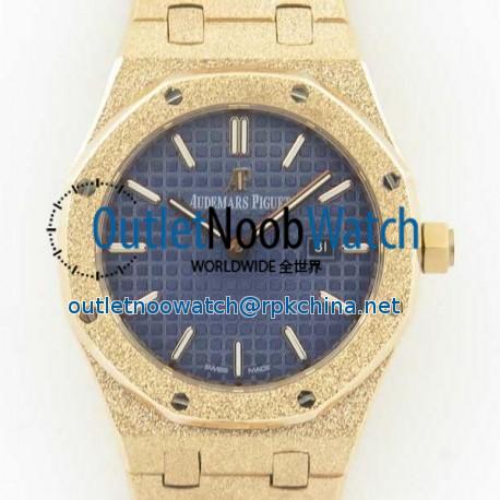 Replica Audemars Piguet Royal Oak Frosted Gold Quartz 33MM 67653 OM Rose Gold Blue Dial Swiss 3132