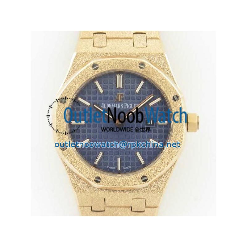 Replica Audemars Piguet Royal Oak Frosted Gold Quartz 33MM 67653 OM Rose Gold Blue Dial Swiss 3132