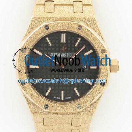 Replica Audemars Piguet Royal Oak Frosted Gold Quartz 33MM 67653 OM Rose Gold Black Dial Swiss 3132