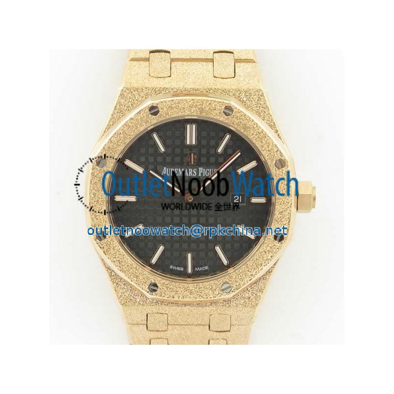 Replica Audemars Piguet Royal Oak Frosted Gold Quartz 33MM 67653 OM Rose Gold Black Dial Swiss 3132