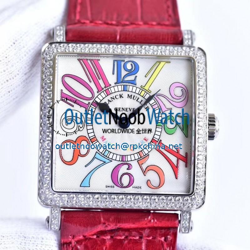 Replica Franck Muller Master Square Ladies 6002 M QZ D  GF Stainless Steel & Diamonds White Dial Swiss Quartz