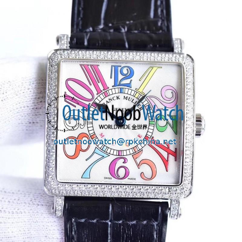 Replica Franck Muller Master Square Ladies 6002 M QZ D  GF Stainless Steel & Diamonds White Dial Swiss Quartz