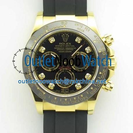 Replica Rolex Daytona Cosmograph 116518LN JH Yellow Gold Black Dial Swiss 4130 Run 6@SEC