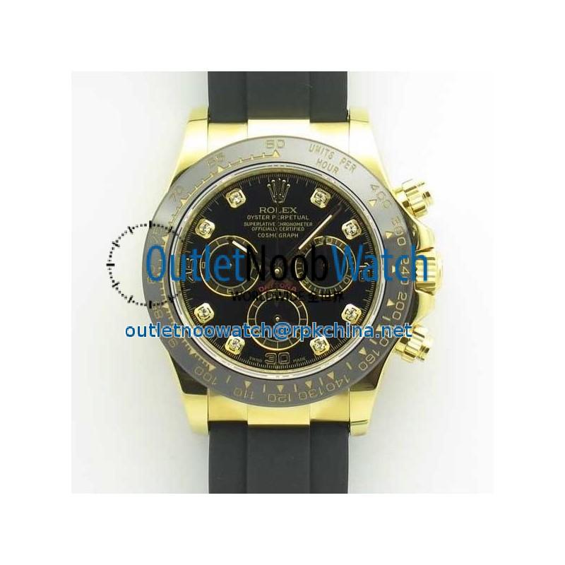 Replica Rolex Daytona Cosmograph 116518LN JH Yellow Gold Black Dial Swiss 4130 Run 6@SEC