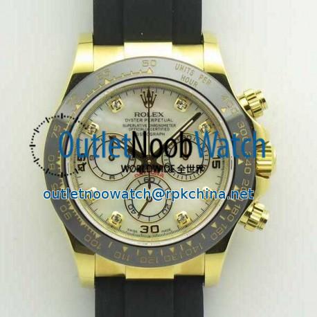 Replica Rolex Daytona Cosmograph 116518LN JH Yellow Gold Mother Of Pearl Dial Swiss 4130 Run 6@SEC