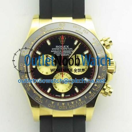 Replica Rolex Daytona Cosmograph 116518LN JH Yellow Gold Black Dial Swiss 4130 Run 6@SEC