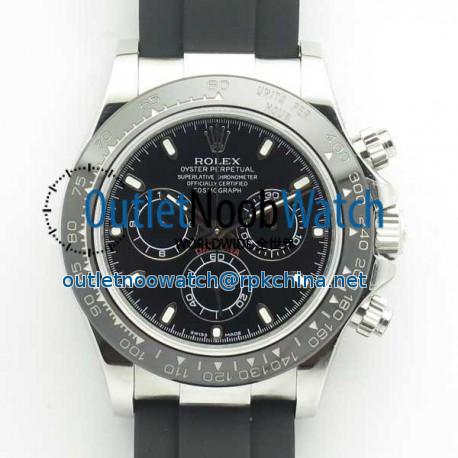 Replica Rolex Daytona Cosmograph 116519LN JH Stainless Steel Black Dial Swiss 4130 Run 6@SEC