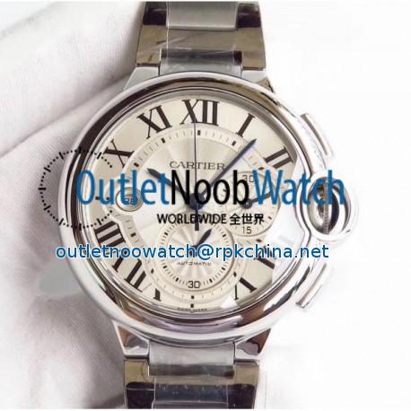 Replica Cartier Ballon Bleu Chronograph W6920076 ZF Stainless Steel Silver Dial Swiss 8101 MC