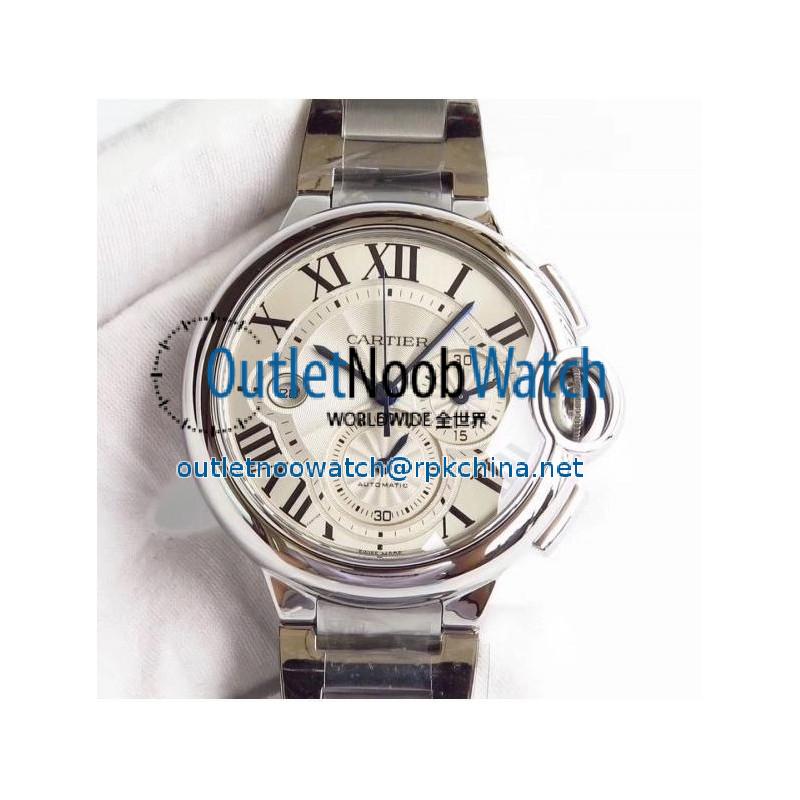 Replica Cartier Ballon Bleu Chronograph W6920076 ZF Stainless Steel Silver Dial Swiss 8101 MC