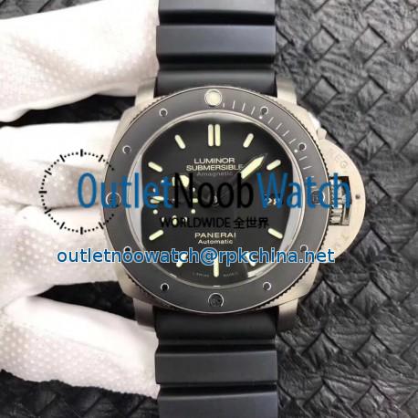 Replica Panerai Luminor Submersible 1950 Amagnetic 3 Days PAM389 VS V2 Titanium Black Dial Swiss P9000