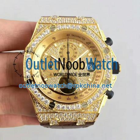 Replica Audemars Piguet Royal Oak Offshore 26067OR.ZZ.D002CR.01 JF V2 Yellow Gold & Diamonds Diamond Dial Swiss 7750