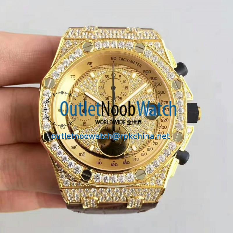 Replica Audemars Piguet Royal Oak Offshore 26067OR.ZZ.D002CR.01 JF V2 Yellow Gold & Diamonds Diamond Dial Swiss 7750