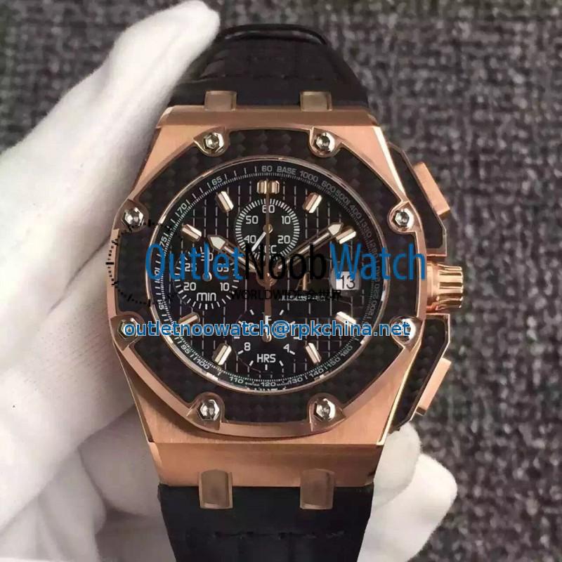 Replica Audemars Piguet Royal Oak Offshore Juan Pablo Montoya 26030RO.00.D001IN.01 JF V2 Rose Gold Black Dial Swiss 2840