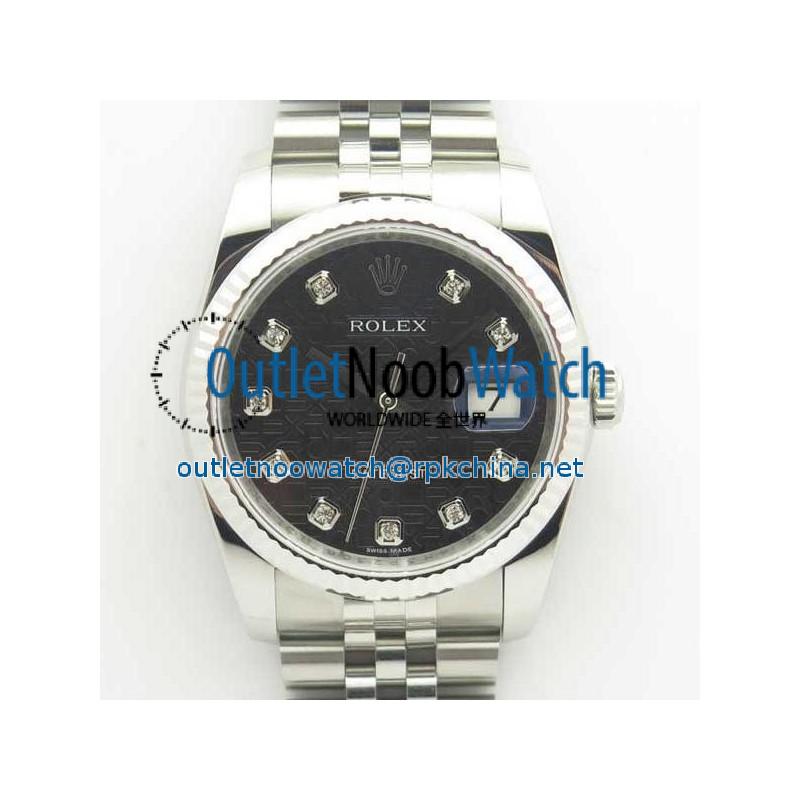 Replica Rolex Datejust 36MM 116234 DJ V2 Stainless Steel Black Anniversary Jubilee Dial Swiss 3135