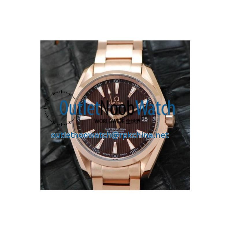 Replica Omega Aqua Terra 41MM Rose Gold Brown Dial Swiss 8501