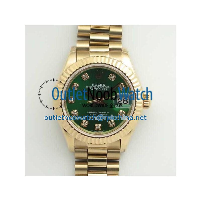 Replica Rolex Lady Datejust 28 279165 28MM BP Rose Gold Green Dial Swiss 2671