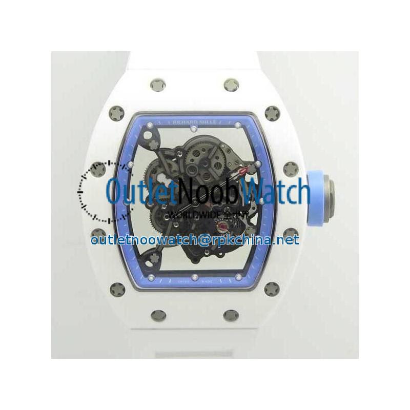 Replica Richard Mille RM055 KV V2 White Ceramic Blue Skeleton Dial M8215