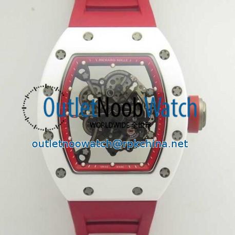 Replica Richard Mille RM055 KV V2 White Ceramic Red Skeleton Dial M8215