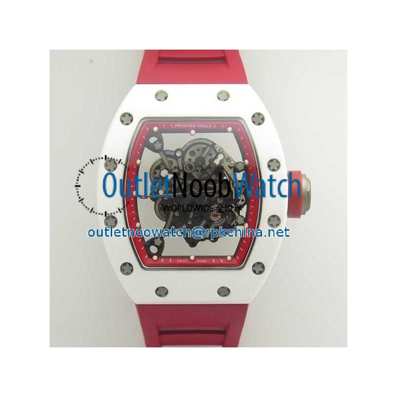 Replica Richard Mille RM055 KV V2 White Ceramic Red Skeleton Dial M8215