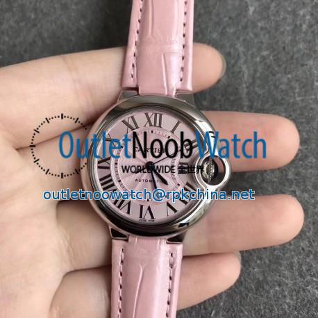 Replica Ballon Bleu De Cartier Ladies 33MM WSBB0002 CR Stainless Steel Pink Dial Swiss Calibre 076