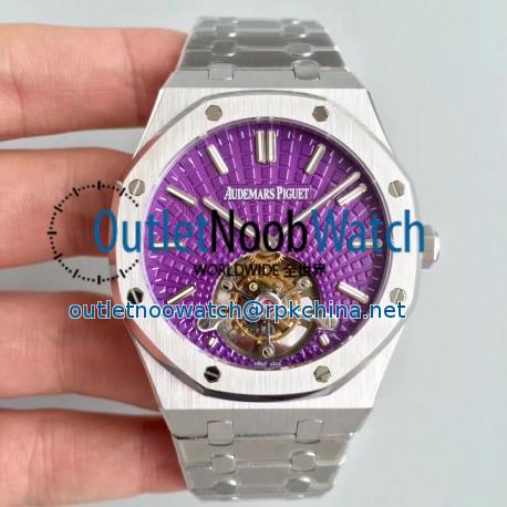 Replica Audemars Piguet Royal Oak Tourbillon Extra Thin 26522 R8 Stainless Steel Violet Dial Swiss 2924