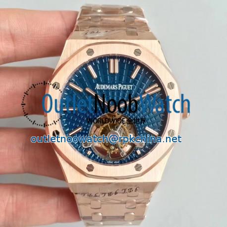 Replica Audemars Piguet Royal Oak Tourbillon Extra Thin 26522 R8 Rose Gold Blue Dial Swiss 2924