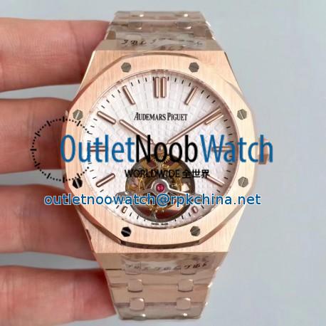 Replica Audemars Piguet Royal Oak Tourbillon Extra Thin 26522 R8 Rose Gold White Dial Swiss 2924