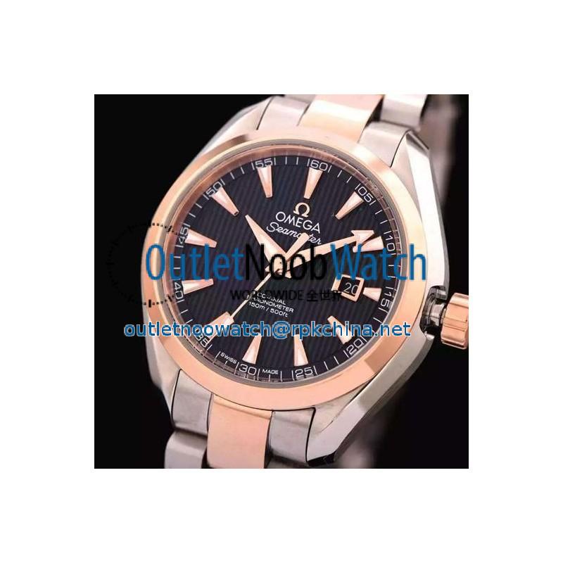 Replica Omega Aqua Terra Lady 34MM Rose Gold & Stainless Steel Black Dial Swiss 8520