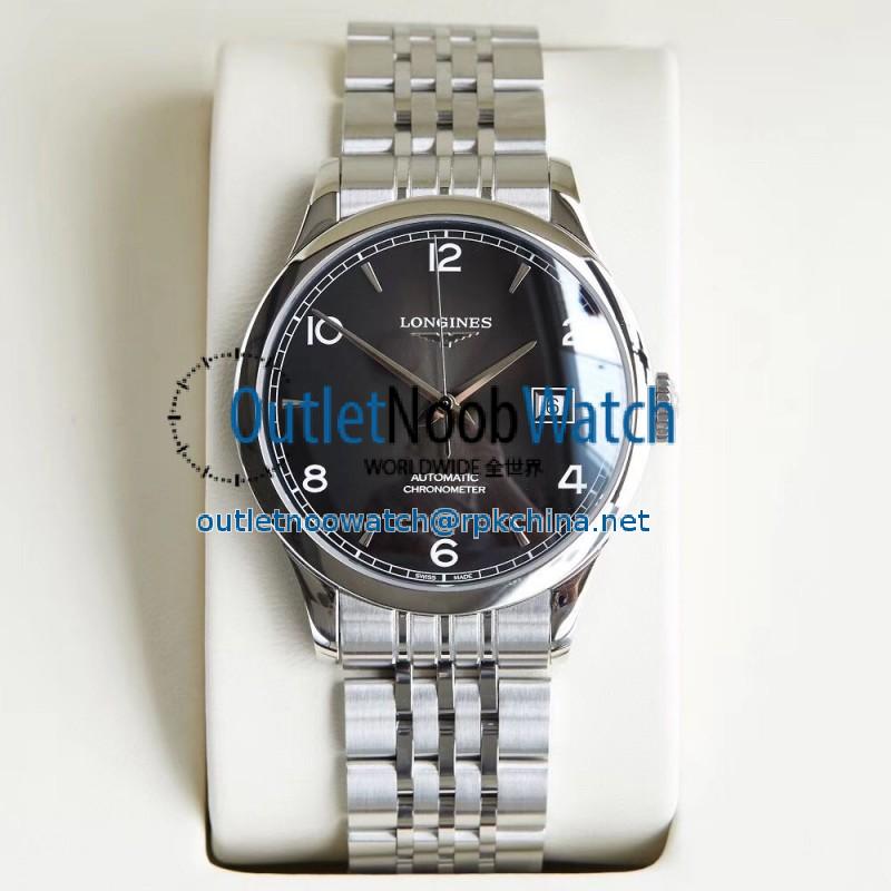 Replica Longines Record L2.820.4.56.6 AF Stainless Steel Black Dial Swiss L888.4