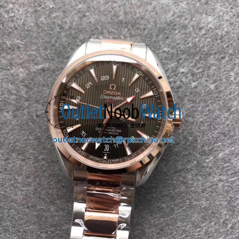 Replica Omega Seamaster Aqua Terra 150M GMT 43MM 231.20.43.22.06.003 VS Stainless Steel & Rose Gold Brown Dial Swiss 8605