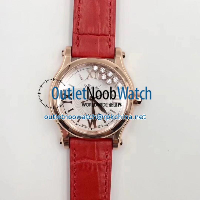 Replica Chopard Happy Sport 36MM Automatic 274808-5001 N Rose Gold Silver & Diamond Dial Swiss 2892