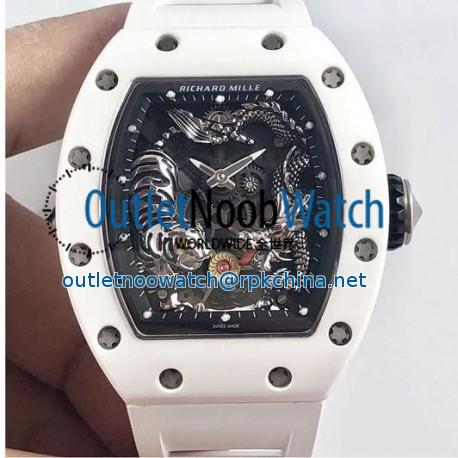 Replica Richard Mille RM051-01 Tiger & Dragon KV White Ceramic Skeleton Dial M8215