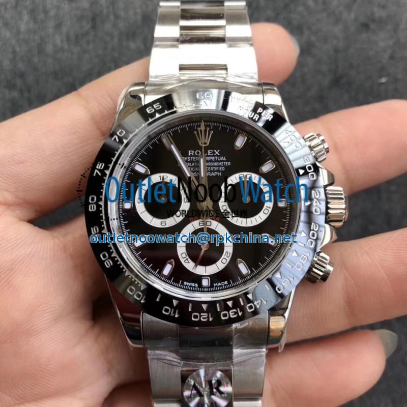 Replica Rolex Daytona Cosmograph 116500LN AR V2 Stainless Steel 904L Black Dial Swiss 4130 Run 6@SEC