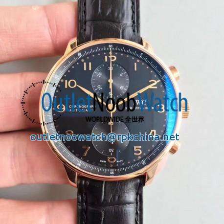 Replica IWC Portugieser Chronograph IW371482 ZF Rose Gold Black Dial Swiss 7750