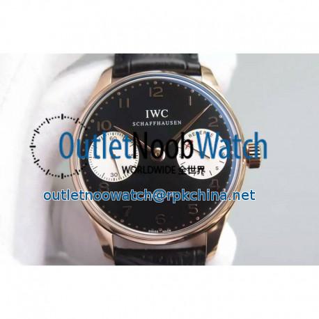 Replica IWC Portuguese IW5001 YL V3 Rose Gold Black & White Dial Swiss 52010