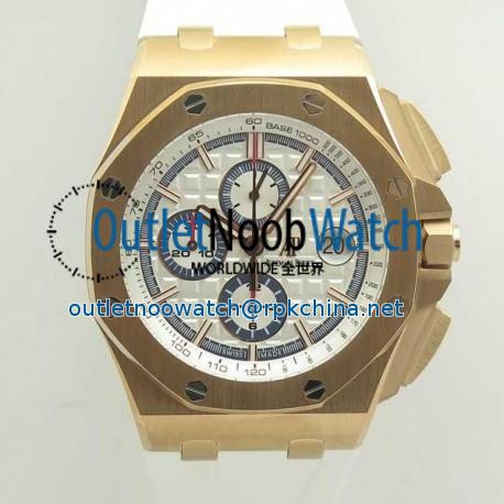 Replica Audemars Piguet Royal Oak Offshore Chronograph 2017 26408OR.OO.A010CA.01 JF V2 Rose Gold White Dial Swiss 3126