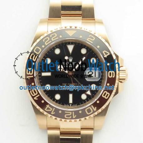 Replica Rolex GMT-Master II 126715CHNR AR Stainless Steel 904L With 24K Rose Gold Wrapped Black Dial Swiss 2836-2