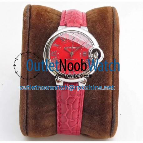 Replica Ballon Bleu De Cartier 33MM WSBB0022 TW Stainless Steel Red Dial Seiko NH05A