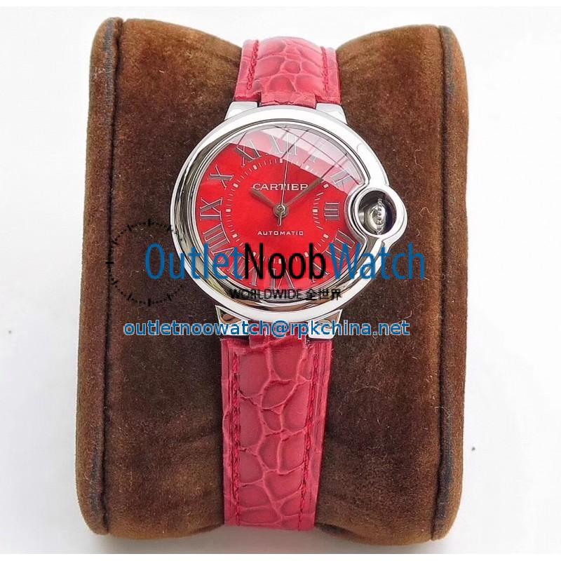 Replica Ballon Bleu De Cartier 33MM WSBB0022 TW Stainless Steel Red Dial Seiko NH05A