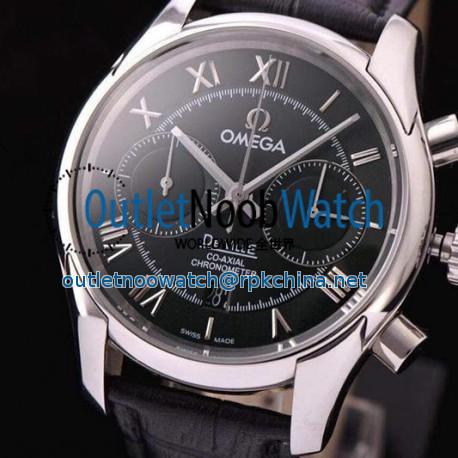 Replica Omega De Ville 42MM Chronograph Stainless Steel Black Dial Swiss 9300