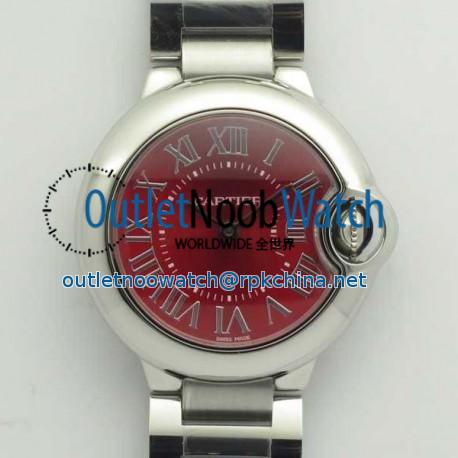 Replica Ballon Bleu De Cartier Ladies 33MM  WSBB0022 V6 Stainless Steel Red Dial Swiss Ronda Quartz