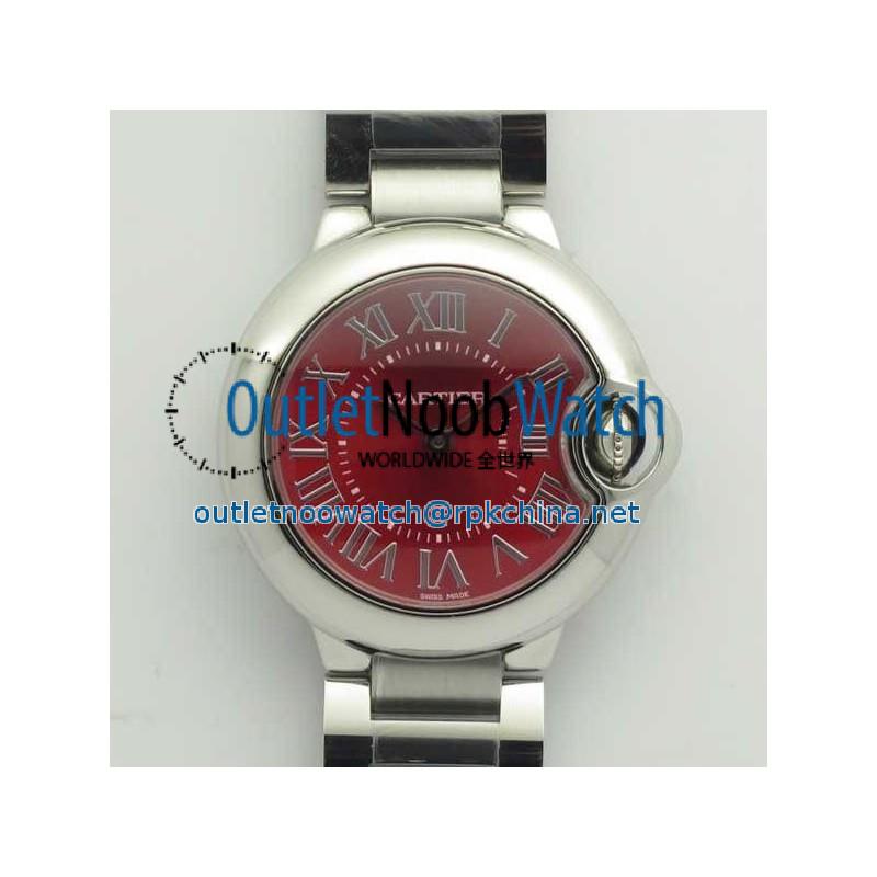 Replica Ballon Bleu De Cartier Ladies 33MM  WSBB0022 V6 Stainless Steel Red Dial Swiss Ronda Quartz