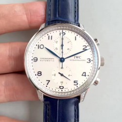 Replica IWC Portugieser Chronograph IW371445 ZF Stainless Steel & Diamonds White Dial Swiss 7750