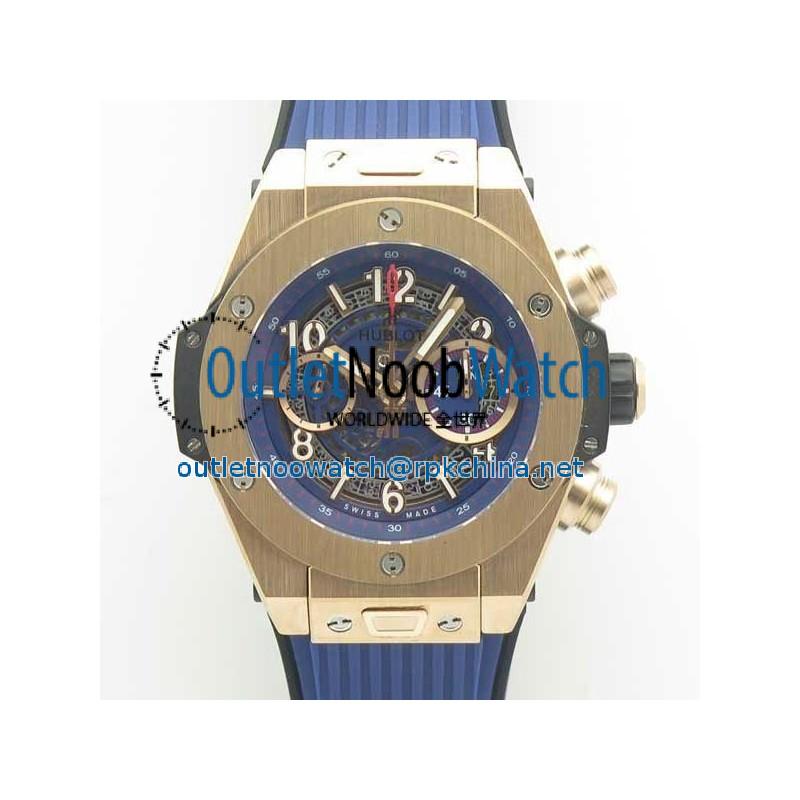 Replica Hublot Big Bang Unico Full Magic Gold 411.MX.1138.RX 3A Rose Gold Blue Skeleton Dial Swiss HUB1242