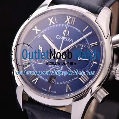 Replica Omega De Ville 42MM Chronograph Stainless Steel Blue Dial Swiss 9300