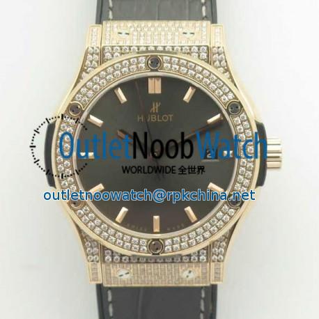 Replica Hublot Classic Fusion King Gold Pave 42MM 511.OX.1181.LR.1704 F16 Rose Gold & Diamonds Grey Dial Swiss 2892