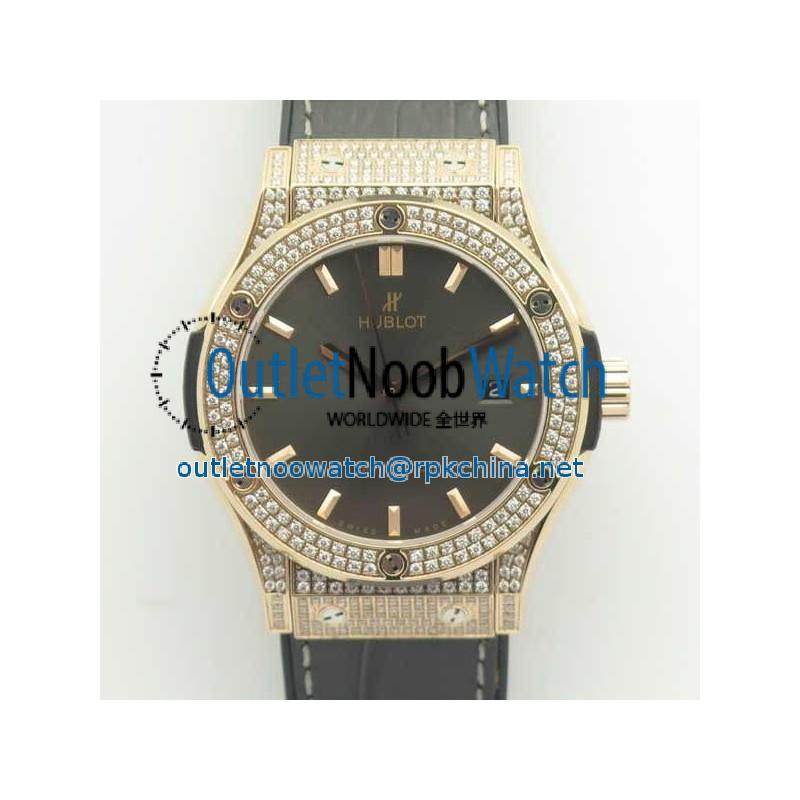 Replica Hublot Classic Fusion King Gold Pave 42MM 511.OX.1181.LR.1704 F16 Rose Gold & Diamonds Grey Dial Swiss 2892