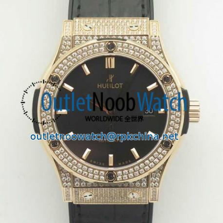 Replica Hublot Classic Fusion King Gold Pave 42MM 511.OX.1181.LR.1704 F16 Rose Gold & Diamonds Black Dial Swiss 2892